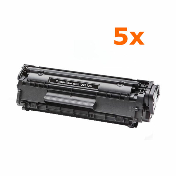 5 Adet HP Q2612A Siyah Muadil Toner Kartuşu